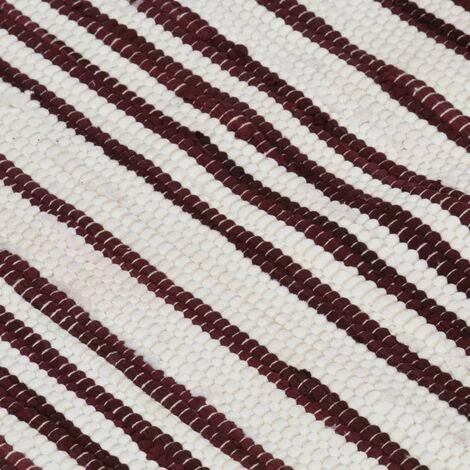 DéCOSHOP26 Tapis Chindi Tissé à La Main Coton 80x160 Cm Bordeaux Et Blanc - Or 2 DéCOSHOP26 Tapis Chindi Tissé à La Main Coton 80x160 Cm Bordeaux Et Blanc - Or – Image 2