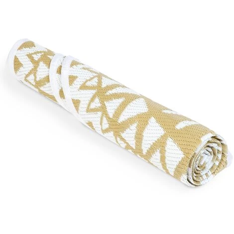 IDMARKET Tapis Extérieur ROND Naturel Et Blanc D.150 CM - Blanc 4 IDMARKET Tapis Extérieur ROND Naturel Et Blanc D.150 CM - Blanc – Image 4