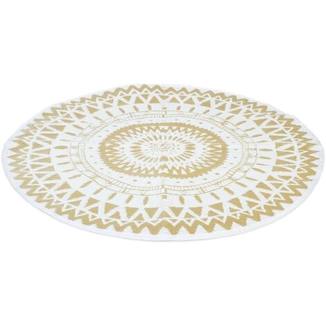 IDMARKET Tapis Extérieur ROND Naturel Et Blanc D.150 CM - Blanc 5 IDMARKET Tapis Extérieur ROND Naturel Et Blanc D.150 CM - Blanc – Image 5