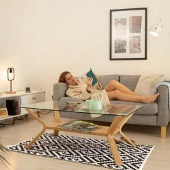 Relaxdays Tapis De Passage Avec Imprimé Géométrique Coton Blanc Et Noir Couloir Salon 80x200 Cm, Noir Blanc -Tapis et paillasson Soldes 31793353 3