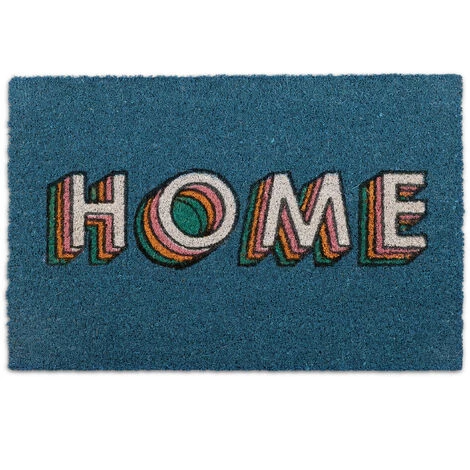 Relaxdays Paillasson Coco, Tapis D’entrée «HOME», Antidérapant, Moderne, Intérieur & Extérieur, 40x60 Cm, Bleu 1 Relaxdays Paillasson Coco, Tapis D’entrée «HOME», Antidérapant, Moderne, Intérieur & Extérieur, 40x60 Cm, Bleu