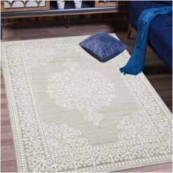 UNAMOURDETAPIS Tapis Orient Style 80x150 Cm Rectangulaire KHY MIRALI Beige Chambre Adapté Au Chauffage Par Le Sol - Beige