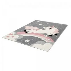 JADOREL Tapis Enfant 80x150 Cm Rectangulaire LICORNE LICOU LL Rose Chambre Adapté Au Chauffage Par Le Sol - Rose -Tapis et paillasson Soldes 31807463 3
