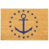Relaxdays Paillasson Coco, Tapis D’entrée Ancre & étoiles, Antidérapant, 40 X 60 Cm, Intérieur Et Extérieur, Nature/bleu