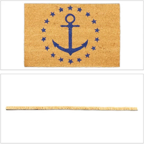 Relaxdays Paillasson Coco, Tapis D’entrée Ancre & étoiles, Antidérapant, 40 X 60 Cm, Intérieur Et Extérieur, Nature/bleu 2 Relaxdays Paillasson Coco, Tapis D’entrée Ancre & étoiles, Antidérapant, 40 X 60 Cm, Intérieur Et Extérieur, Nature/bleu – Image 2