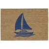 Relaxdays Paillasson Coco, Motif Voilier, Tapis D’entrée Extérieur & Intérieur, Maritime, L X P 60 X 40 Cm, Nature/bleu