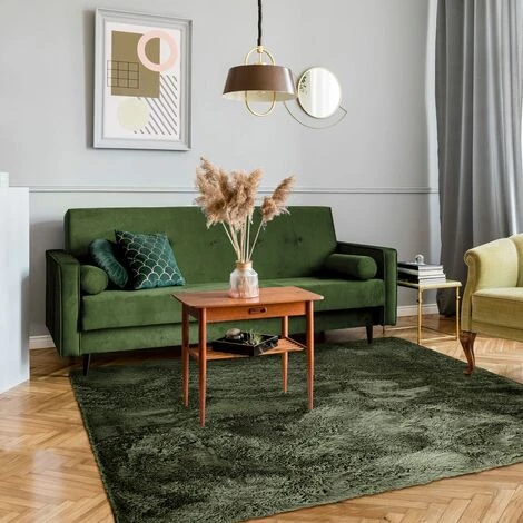 THEDECOFACTORY NEO YOGA - <p>Tapis à Poils Longs Extra-doux Vert Foncé 160x230 - Vert Foncé 2 THEDECOFACTORY NEO YOGA - <p>Tapis à Poils Longs Extra-doux Vert Foncé 160x230 - Vert Foncé – Image 2