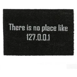Relaxdays Paillasson En Coco "There Is No Place Like 127.0.0.1", Tapis Nerd, Intérieur & Extérieur, 60x40 Cm, Noir
