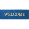 Relaxdays Paillasson Long Fibre De Coco Tapis De Sol WELCOME 75x25 Antidérapant Bleu