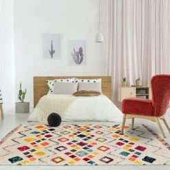 JADOREL Tapis Salon 60x110 Cm Rectangulaire TANG Multicolore Entrée Adapté Au Chauffage Par Le Sol - Multicolore