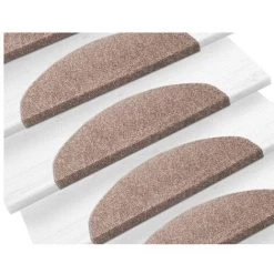 SIFREE Tapis d'escalier auto-adhésif 15 pcs 56 x 20 x 4 cm Brun Clair