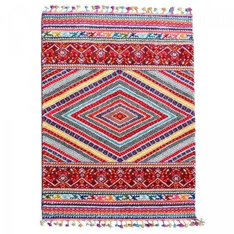 JADOREL Tapis Berbère Style 160x230 Cm Rectangulaire NOAR Rouge Salon Adapté Au Chauffage Par Le Sol - Rouge 2 JADOREL Tapis Berbère Style 160x230 Cm Rectangulaire NOAR Rouge Salon Adapté Au Chauffage Par Le Sol - Rouge – Image 2