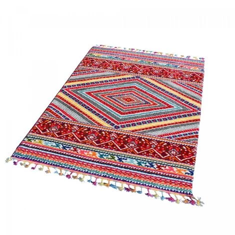 JADOREL Tapis Berbère Style 160x230 Cm Rectangulaire NOAR Rouge Salon Adapté Au Chauffage Par Le Sol - Rouge 5 JADOREL Tapis Berbère Style 160x230 Cm Rectangulaire NOAR Rouge Salon Adapté Au Chauffage Par Le Sol - Rouge – Image 5