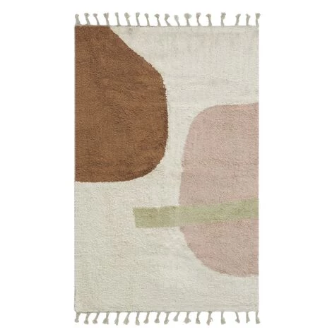 AUBRY GASPARD Tapis écru En Coton Abstrait Multicolore - Écru 1 AUBRY GASPARD Tapis écru En Coton Abstrait Multicolore - Écru