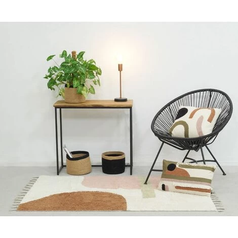 AUBRY GASPARD Tapis écru En Coton Abstrait Multicolore - Écru 2 AUBRY GASPARD Tapis écru En Coton Abstrait Multicolore - Écru – Image 2