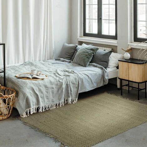 THEDECOFACTORY INDI JUTE - <p>Tapis En Jute Et Coton Vert 120x170 - Vert 2 THEDECOFACTORY INDI JUTE - <p>Tapis En Jute Et Coton Vert 120x170 - Vert – Image 2