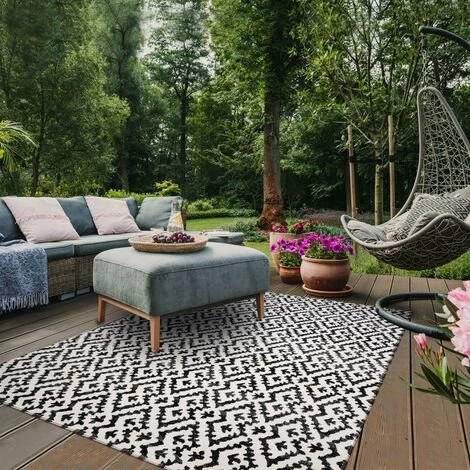 JADOREL Tapis Exterieur 120x170 Cm Rectangulaire EDJE Noir Terrasse, Jardin Adapté Au Chauffage Par Le Sol - Noir 1 JADOREL Tapis Exterieur 120x170 Cm Rectangulaire EDJE Noir Terrasse, Jardin Adapté Au Chauffage Par Le Sol - Noir