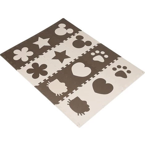 SKECTEN Tapis De Jeu Puzzle 12 Pièces Pour Enfants Mousse EVA 30*30*1cm Marron Beige 1 SKECTEN Tapis De Jeu Puzzle 12 Pièces Pour Enfants Mousse EVA 30*30*1cm Marron Beige