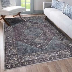 JADOREL Tapis Orient Style 150x230 Cm Rectangulaire GASHGAI VINTAGE Gris Chambre Adapté Au Chauffage Par Le Sol - Gris