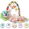 SKECTEN Tapis D'Éveil Pour Bébé Avec Clavier De Piano, Tapis De Jeu Avec 5 Jouets Suspendus Détachables, Tapis D'Éveil Doux Avec Arche Amovible Et Images D'animaux, Pour Nouveau-née