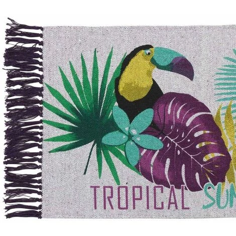 DOUCEUR D'INTÉRIEUR Tapis Rectangle à Franges 50x80 Cm Hawaina Coton - Blanc 2 DOUCEUR D'INTÉRIEUR Tapis Rectangle à Franges 50x80 Cm Hawaina Coton - Blanc – Image 2