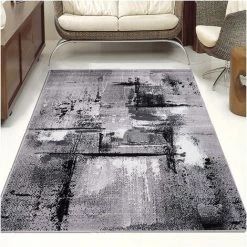 UNAMOURDETAPIS Tapis Salon 60x110 Cm Rectangulaire AF TABLO Gris Entrée Adapté Au Chauffage Par Le Sol - Gris