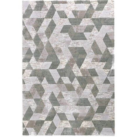 WMD Tapis De Salon Design Géométrique Moderne Double Gris Vert VER002 | Taille: 133 X 190 2 WMD Tapis De Salon Design Géométrique Moderne Double Gris Vert VER002 | Taille: 133 X 190 – Image 2