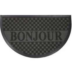 Paris Prix - Tapis D'entrée Demi-lune "bonjour" 45x75 Cm Noir