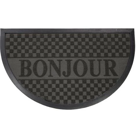 Paris Prix - Tapis D'entrée Demi-lune "bonjour" 45x75 Cm Noir 1 Paris Prix - Tapis D'entrée Demi-lune "bonjour" 45x75 Cm Noir