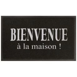 Paris Prix - Tapis D'entrée "maison" 45x75cm Noir & Gris