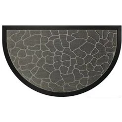 Paris Prix - Tapis D'entrée Demi-lune "galets" 45x75cm Gris