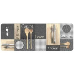 Paris Prix - Tapis De Cuisine Mousse "cantine" 45x120cm Gris