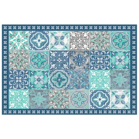 Paris Prix - Tapis Déco En Vinyle "alicante" 50x75cm Bleu 1 Paris Prix - Tapis Déco En Vinyle "alicante" 50x75cm Bleu