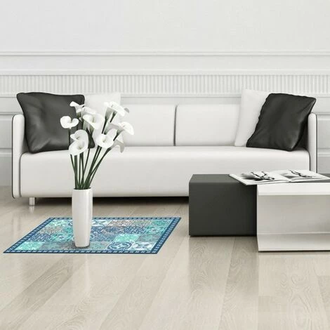 Paris Prix - Tapis Déco En Vinyle "alicante" 50x75cm Bleu 2 Paris Prix - Tapis Déco En Vinyle "alicante" 50x75cm Bleu – Image 2