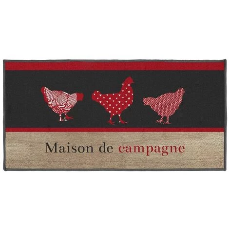 Paris Prix - Tapis Déco Rectangle "campagne" 50x120cm Rouge 2 Paris Prix - Tapis Déco Rectangle "campagne" 50x120cm Rouge – Image 2
