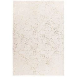 Paris Prix - Tapis Géométrique à Poils Longs "bijou" Crème & Or 80 X 150 Cm