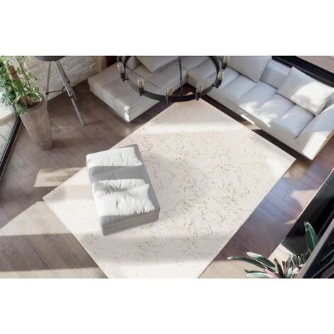 Paris Prix - Tapis Géométrique à Poils Longs "bijou" Crème & Or 80 X 150 Cm 2 Paris Prix - Tapis Géométrique à Poils Longs "bijou" Crème & Or 80 X 150 Cm – Image 2