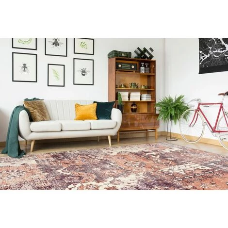 Paris Prix - Tapis Vintage à Poils Courts "indiana Iv" Terracotta 80 X 150 Cm 2 Paris Prix - Tapis Vintage à Poils Courts "indiana Iv" Terracotta 80 X 150 Cm – Image 2