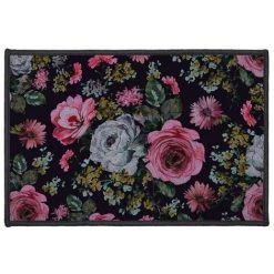 Paris Prix - Tapis Déco "flower Life" 40x60cm Noir & Rose
