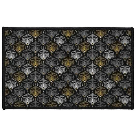 Paris Prix - Tapis Déco Imprimé "loelia" 50x80cm Noir & Or 1 Paris Prix - Tapis Déco Imprimé "loelia" 50x80cm Noir & Or