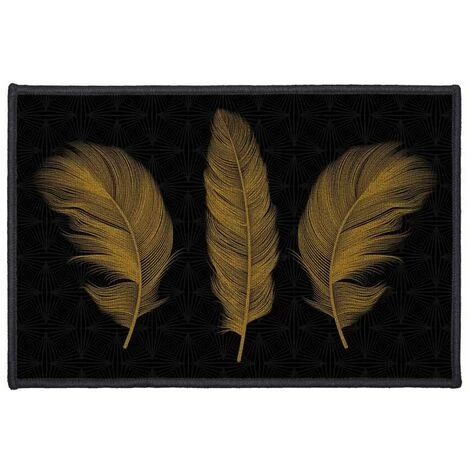 Paris Prix - Tapis Déco Imprimé "himalaya" 40x60cm Noir & Or 1 Paris Prix - Tapis Déco Imprimé "himalaya" 40x60cm Noir & Or
