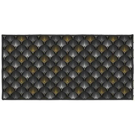 Paris Prix - Tapis Déco Imprimé "loelia" 57x115cm Noir & Or 1 Paris Prix - Tapis Déco Imprimé "loelia" 57x115cm Noir & Or
