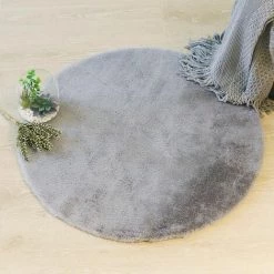ATMOSPHERA, CRATEUR D'INTRIEUR Tapis Rond Imitation Fourrure "Doucea" 80cm Gris -Tapis et paillasson Soldes 33672744 3