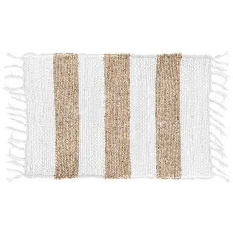 Paris Prix - Tapis Déco à Franges "sagane" 50x80cm Blanc 1 Paris Prix - Tapis Déco à Franges "sagane" 50x80cm Blanc