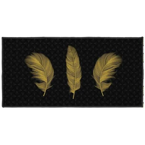 Paris Prix - Tapis Déco Imprimé "himalaya" 57x115cm Noir & Or 1 Paris Prix - Tapis Déco Imprimé "himalaya" 57x115cm Noir & Or