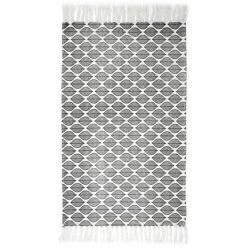 Paris Prix - Tapis Déco à Franges "zeste" 50x80cm Noir & Blanc