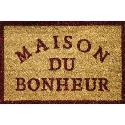 Paris Prix - Paillasson En Coco "maison Bonheur" 40x60cm Naturel