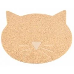 Paris Prix - Tapis Repas Pour Chat "tête De Chat" 43cm Naturel