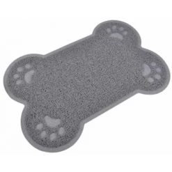 Paris Prix - Tapis Repas Pour Chien "forme Os" 60cm Gris