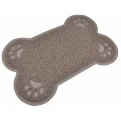 Paris Prix - Tapis Repas Pour Chien "forme Os" 60cm Taupe